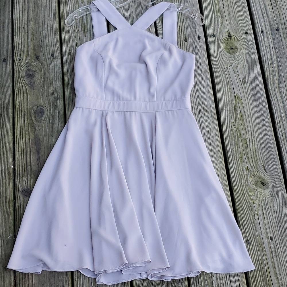 Lulu's halter Skater dress Grey Small lined zip back euc